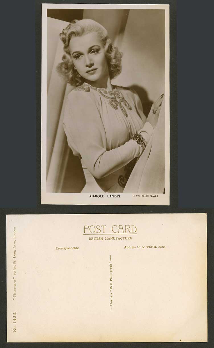 American Actress Singer Carole Landis A Hal Roach Player Old Real Photo Postcard