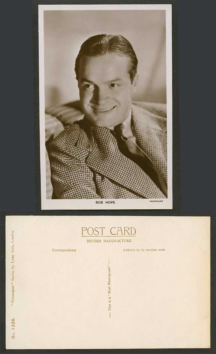 American Actor Bob Hope, Leslie Townes Stand-Up Comedian Old Real Photo Postcard