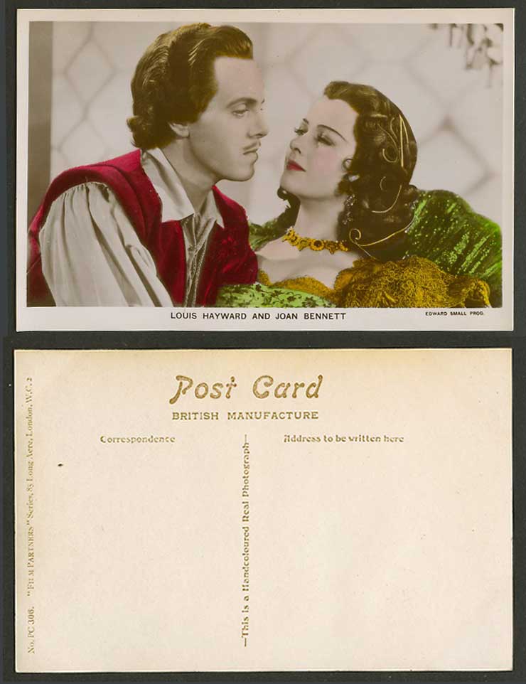 British-America Actor Louis Hayward Actress Joan Bennett Old Real Photo Postcard