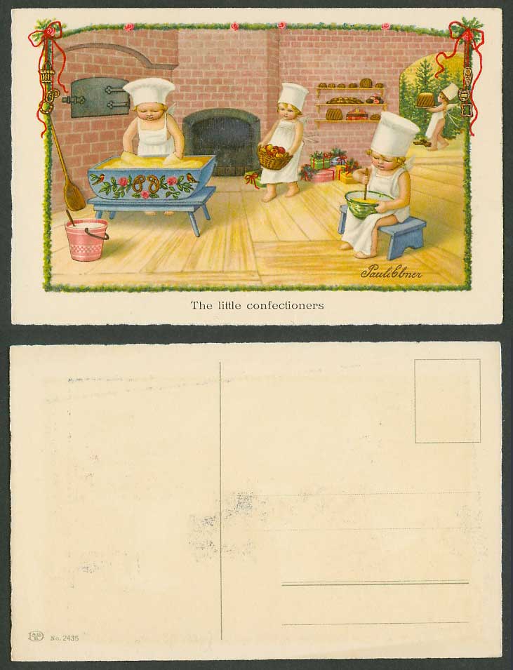 Pauli Ebner Artist Signed Old Postcard The Little Confectioners, Angels Children