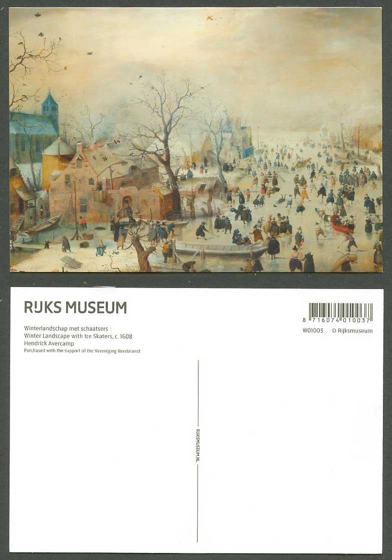 Rijks Museum Winter Landscape with Ice Skaters c.1608 Hendrick Avercamp Postcard