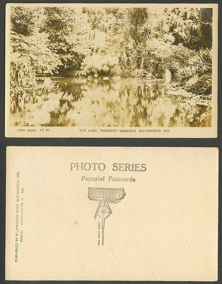 Australia Old Real Photo Postcard The Lake, Treasury Gardens, Melbourne Victoria