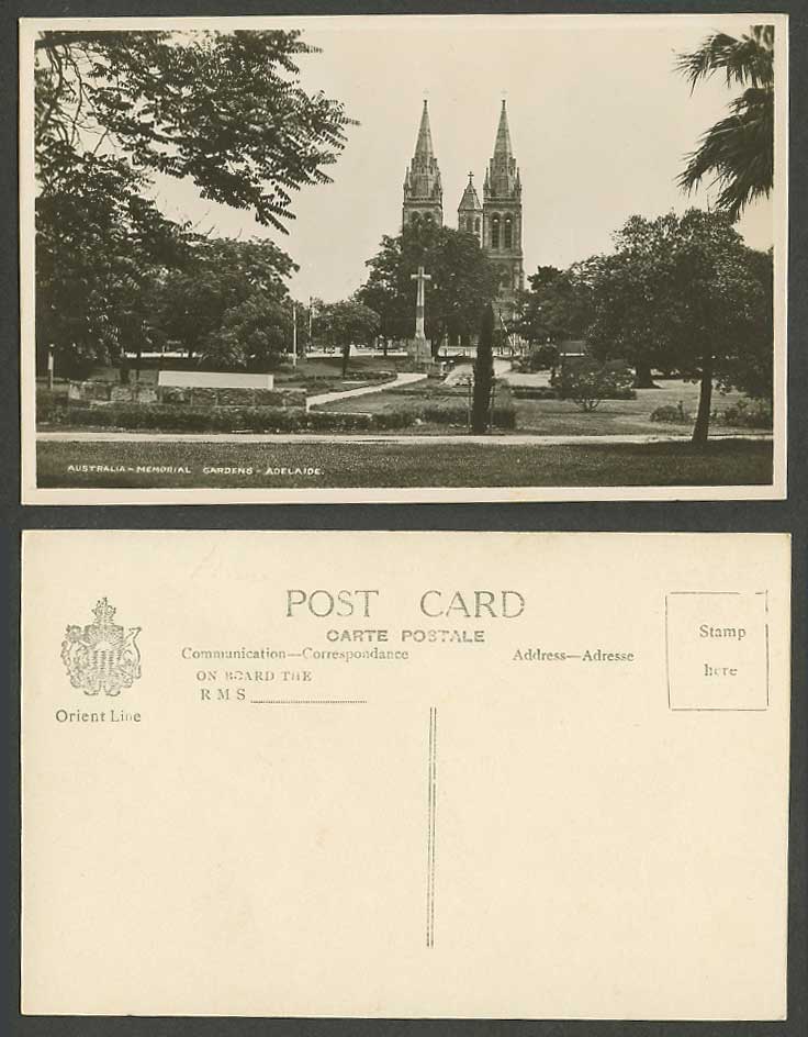 Australia Old Postcard Adelaide Memorial Gardens St Peters Cathedral Orient Line