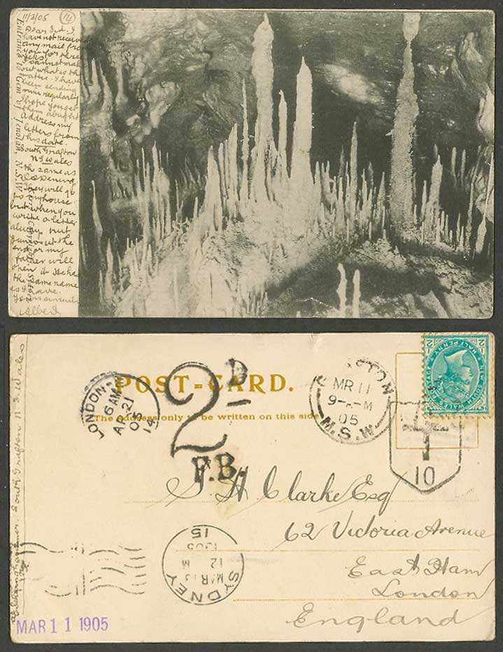 Australia Postage Dues QV 1/2d 1905 Old Postcard Entrance to Gem of Jenolan, NSW