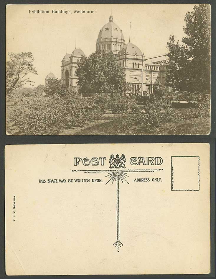 Australia Old Postcard Exhibition Buildings Melbourne, Victoria V.S.M. Melbourne