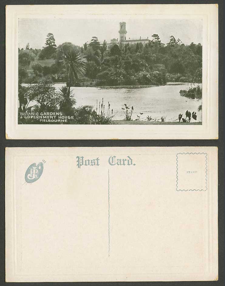 Australia Old Postcard Government House Botanic Botanical Gardens Melbourne Lake