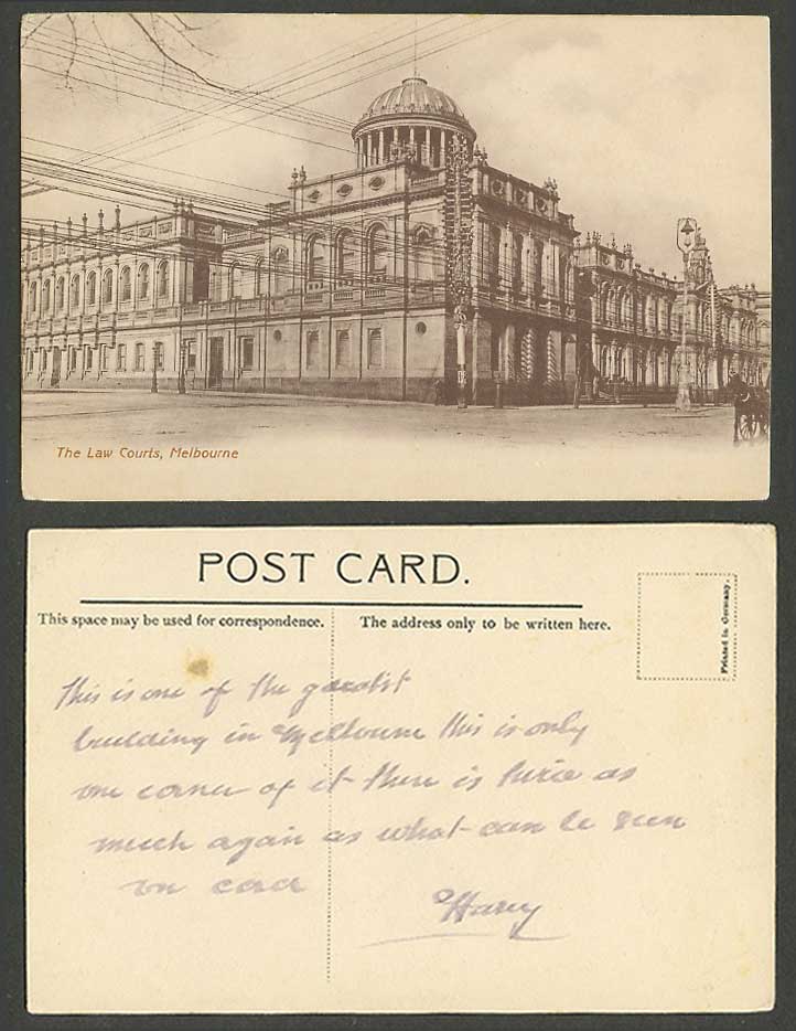 Australia Old Postcard The Law Courts, Melbourne, Street Scene, Court of Justice
