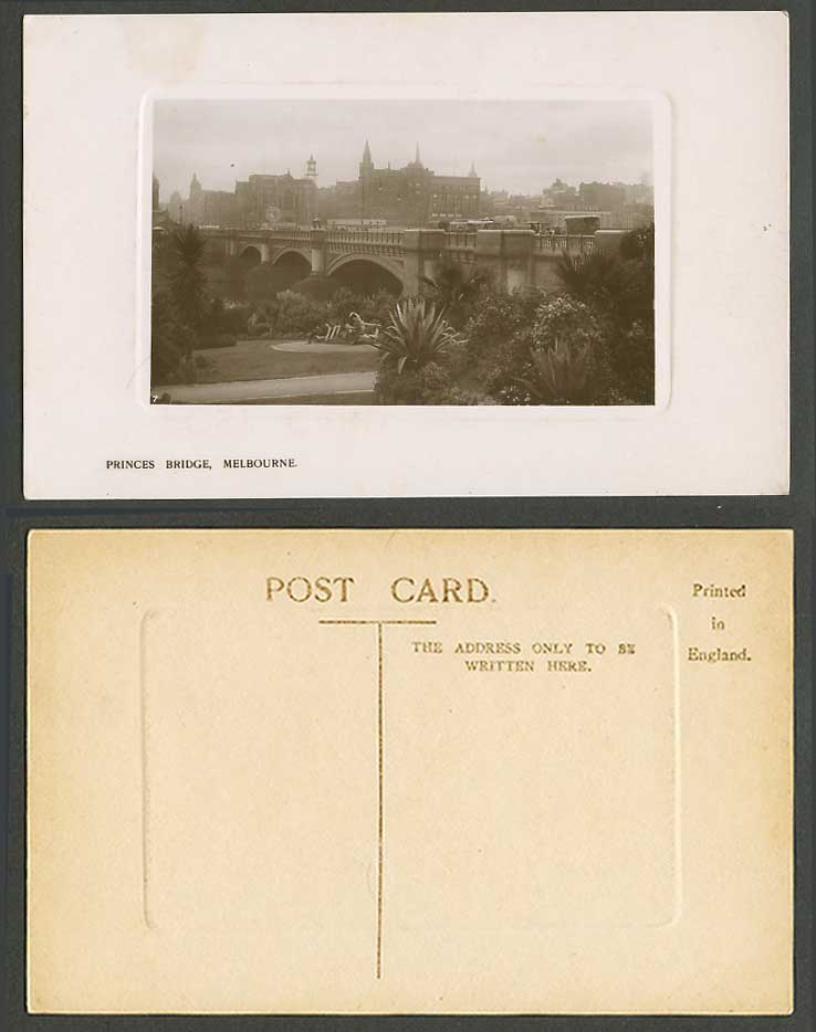 Australia Old Real Photo Postcard Princes Bridge, Melbourne Vic. Garden Havelock