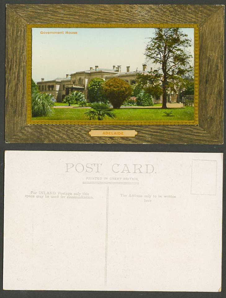 Australian Old Colour Postcard Adelaide, Government House Bldgs. South Australia