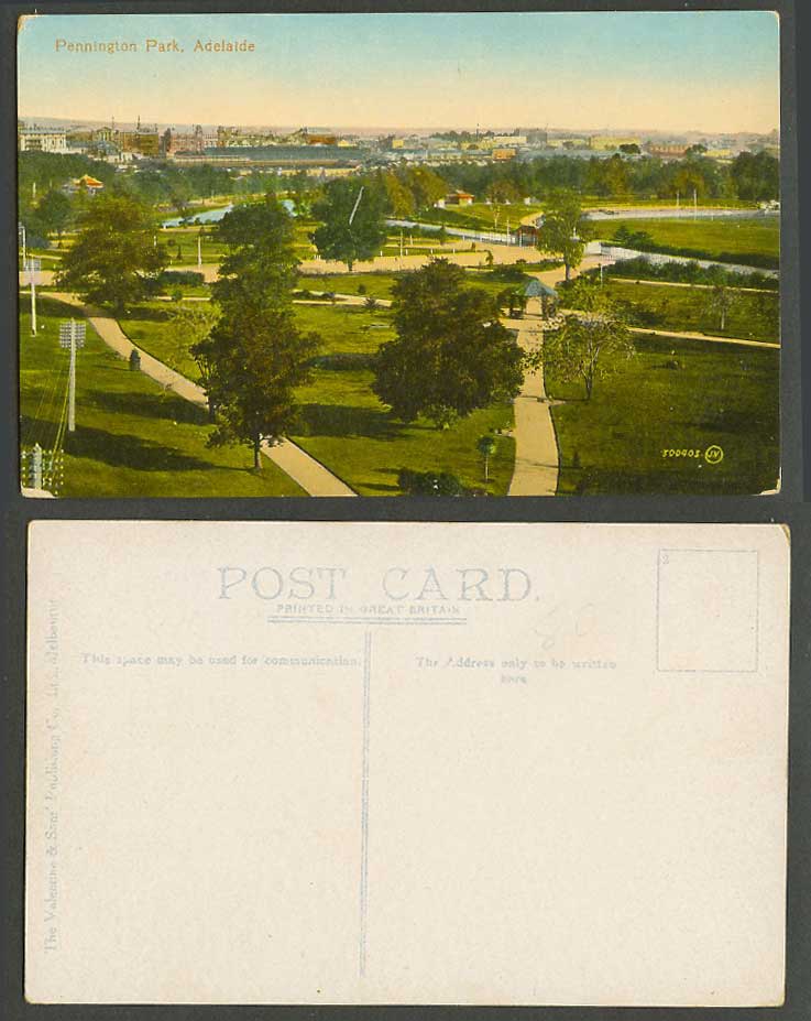 Australia Old Colour Postcard Adelaide Pennington Park, Bandstand, Lake Panorama
