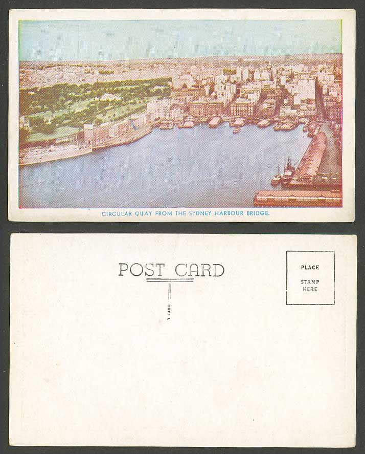 Australia Old Colour Postcard Circular Quay from Harbour Bridge, Ferries Streets