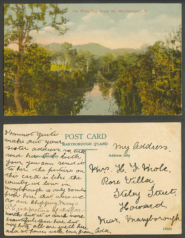 Australia Old Colour Postcard On Wide Bay Creek near Maryborough, Q. Queensland