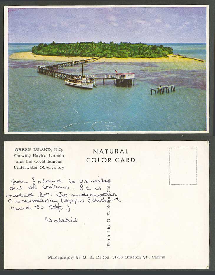 Australia Old Postcard Green Island N.Q., Hayles' Launch, Underwater Observatory