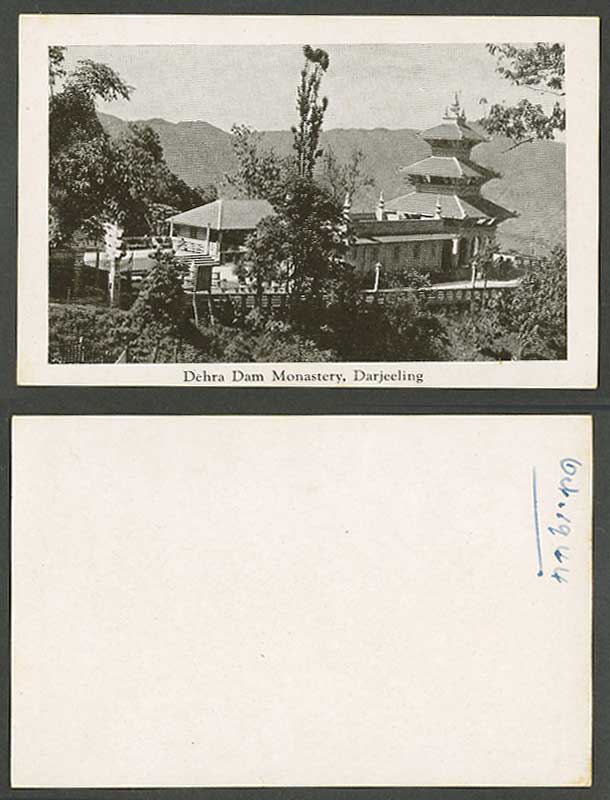 India Oct. 1944 Old Small Card Darjeeling, Dehra Dam Monastery, Pagoda Mountains