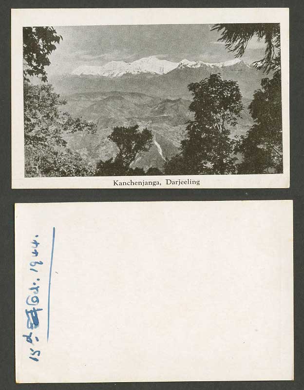 India Oct. 1944 Old Small Card Kanchenjanga Darjeeling, Snowy Mountains Panorama