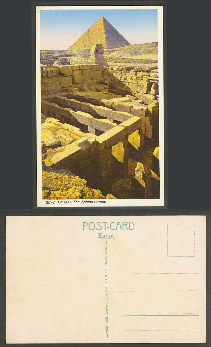 Egypt Old Colour Postcard Cairo, The Pyramid Temple and Sphinx, Le Caire 2078