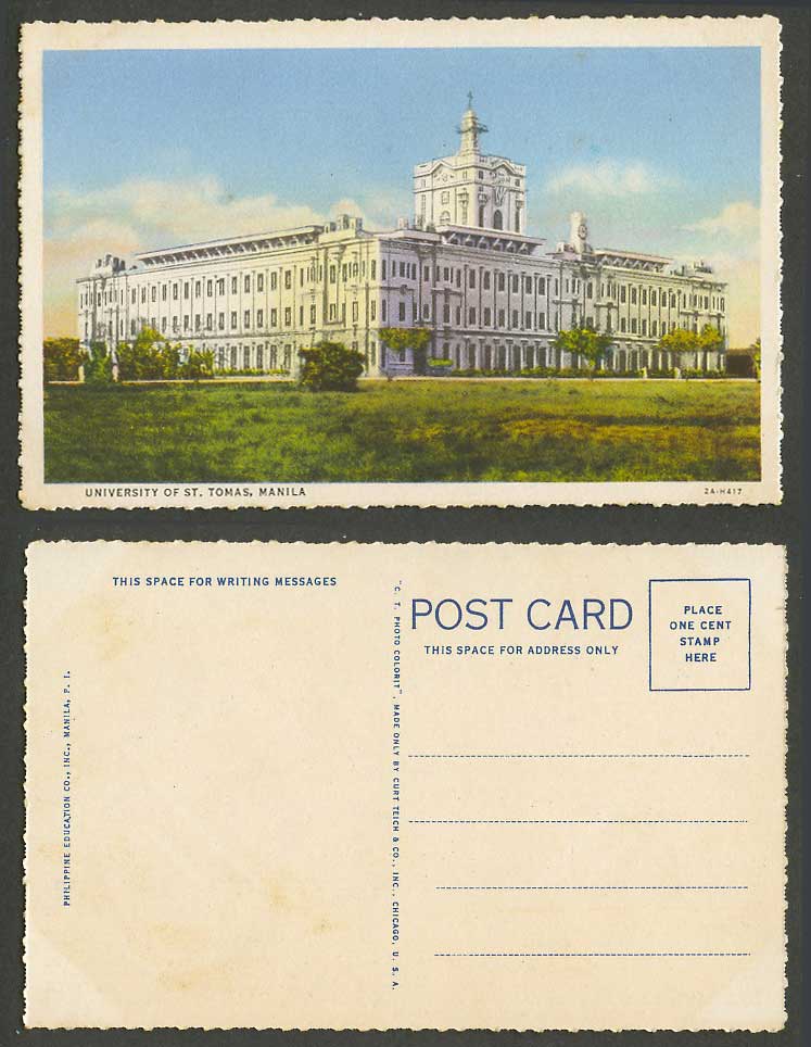 Philippines Old Postcard Manila University of St. Tomas Santo Tomas Building P.I