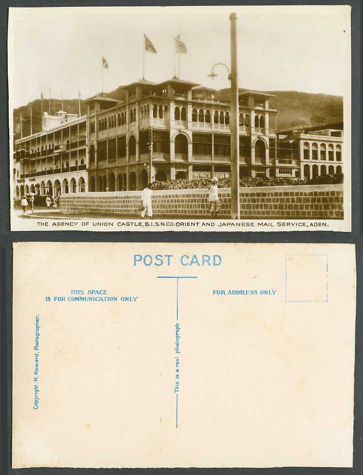 Aden Old Postcard Agency of Union Castle B.I.S.N. Co Orient & Japan Mail Service