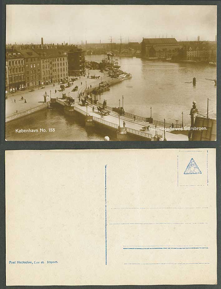 Denmark Copenhagen Old RP Postcard Havnegade ved Borsbroen Bridge Harbour Street