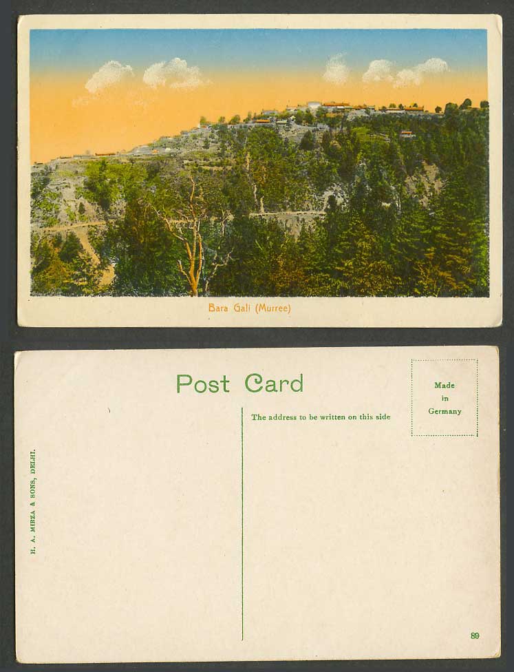 Pakistan Old Colour Postcard Bara Gali Murree Hill Sunset H.A. Mirza & Sons N.89