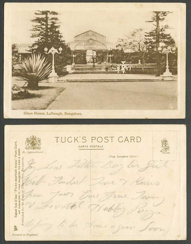 India Old Tuck's Postcard Glass House Lalbough Bangalore, Botanic Garden Gardens