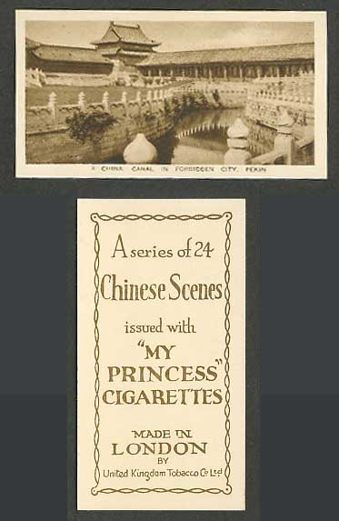 Chinese My Princess Cigarettes Old Card China, Canal Forbidden City Pekin Peking