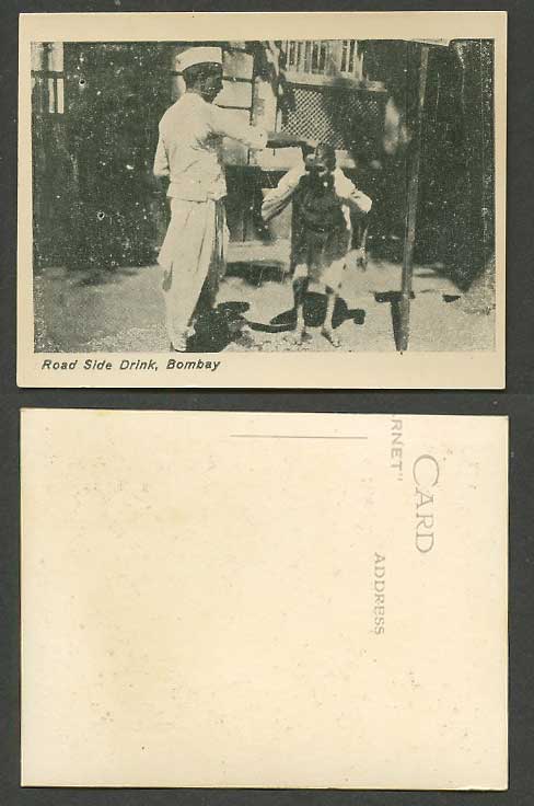 India Old Small Card Roadside Road Side Drink Bombay, Man Pouring for Woman Lady