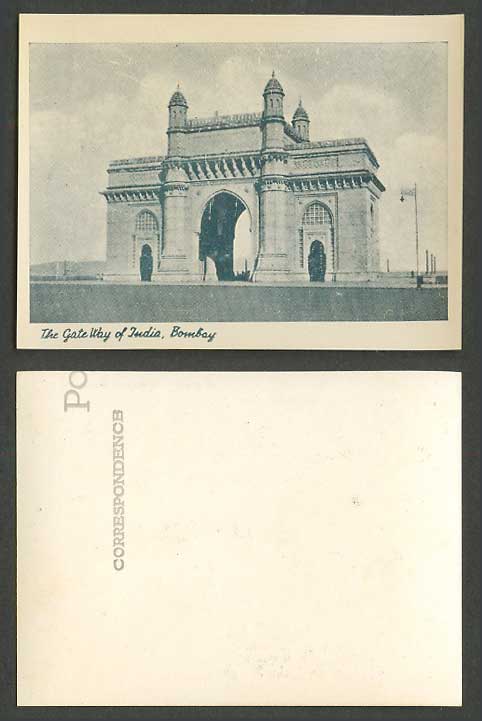 India Indian Old Small Card The Gate Gateway of India Bombay, Flag 8.8cm x 6.6cm