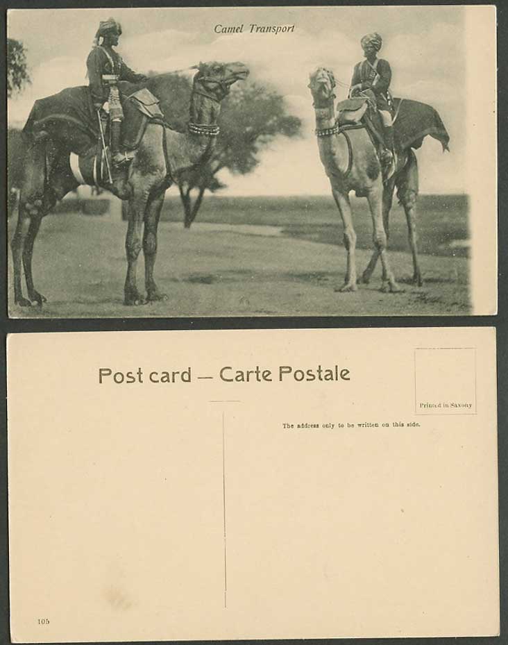 India Pakistan Old Postcard Camel Transport Native Camels Riders Ethnic Life 105