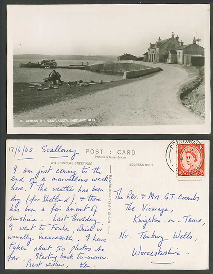 Shetland Isles Across The Ferry Ulsta Vote Labour Live Forever 1963 Old Postcard