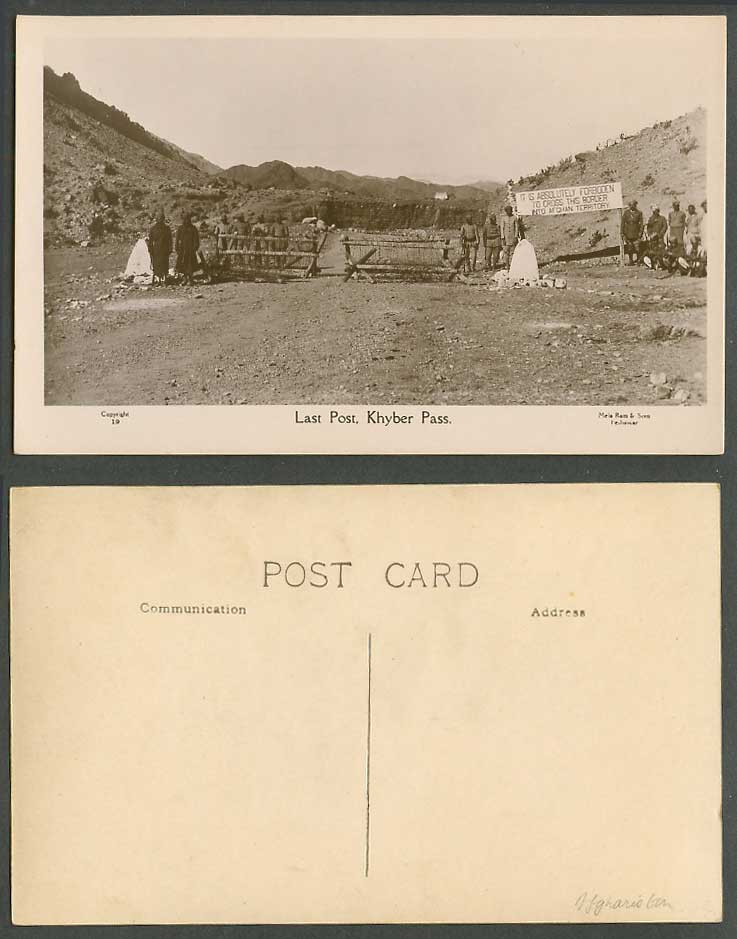 Pakistan Afghanistan Border Last Post Soldiers Forbidden Old Real Photo Postcard