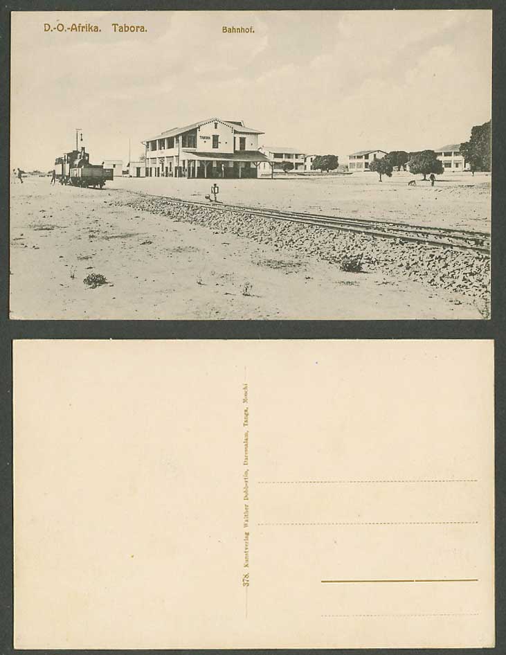 Tanzania Old Postcard Tabora Railway Station, Locomotive Train, Railroad Bahnhof