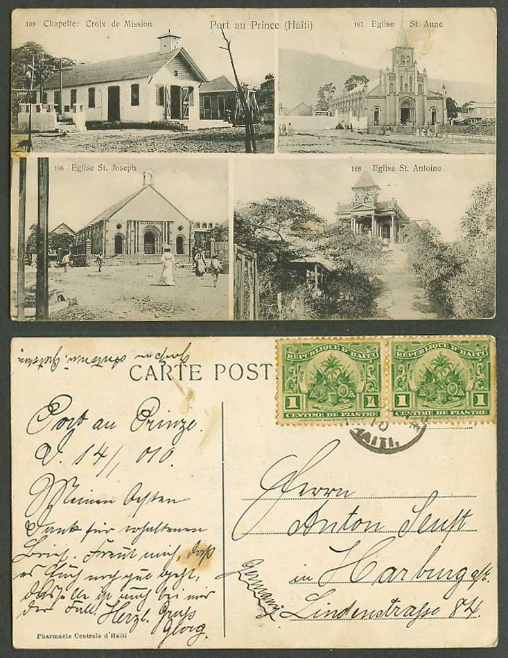 Haiti 1910 Old Postcard Port au Prince Chapelle Croix de Mission, Eglise St Anne