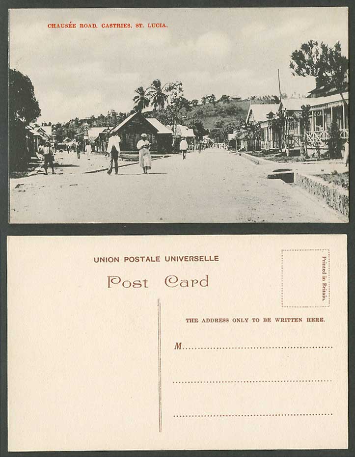 Saint St. Lucia Old Postcard Chaussee Road, Castries, Street Scene Streets, Hill