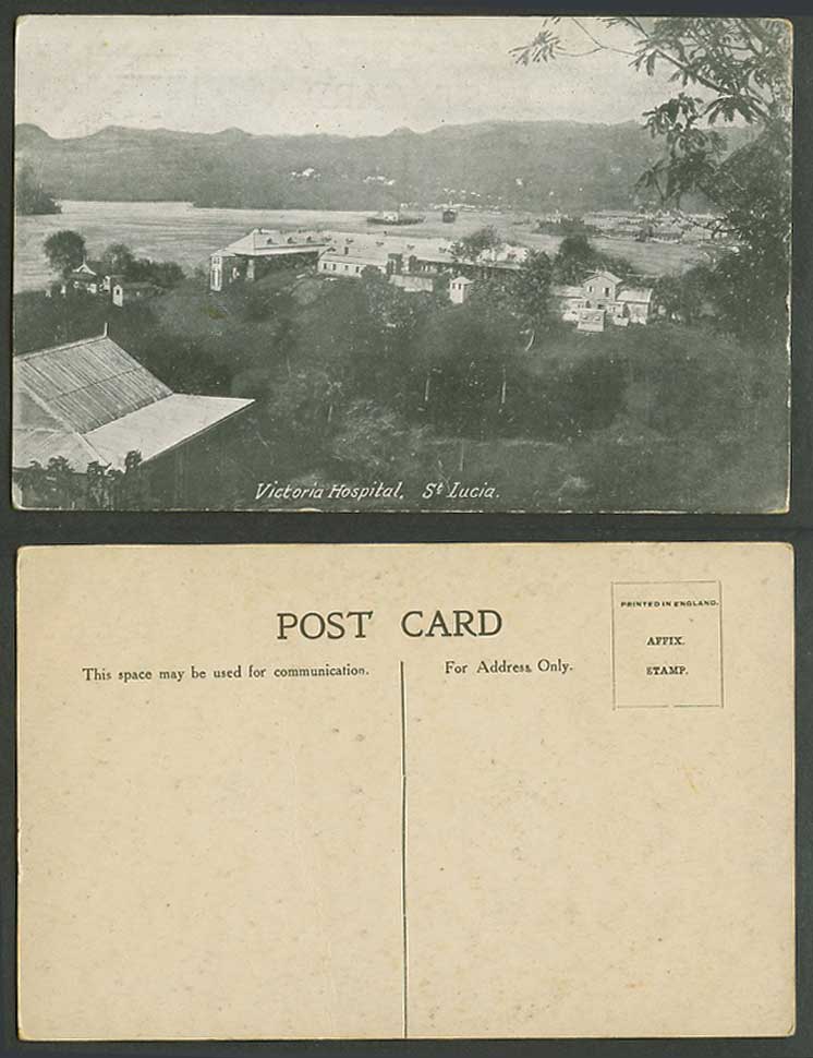 Saint St. Lucia Victoria Hospital Panorama General View Ships Boats Old Postcard