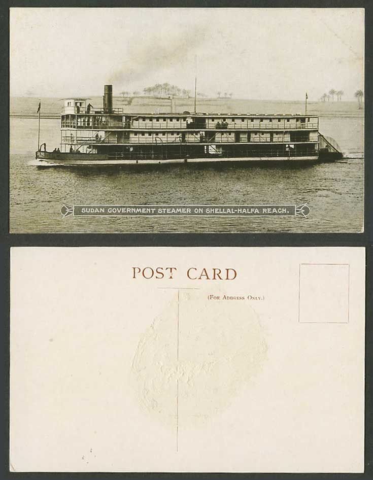 Sudan Government Steamer on Shellal-Halfa Reach, Steam Ship, Ferry Old Postcard