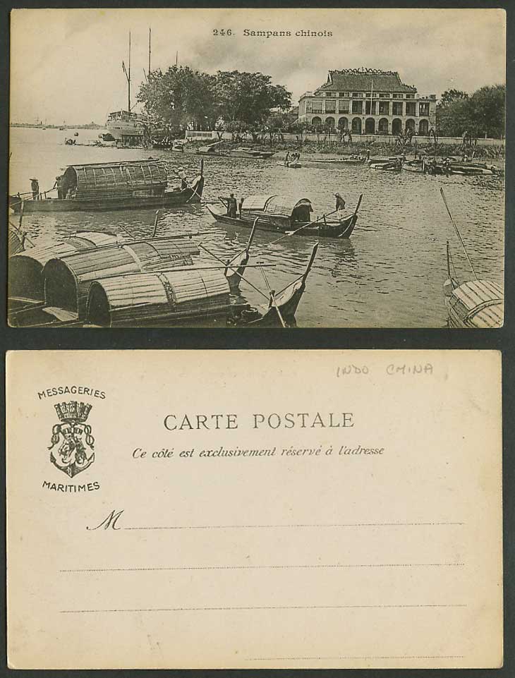 Indo-China Old UB Postcard Sampans Chinois Chinese Sampans, Native Boats Harbour