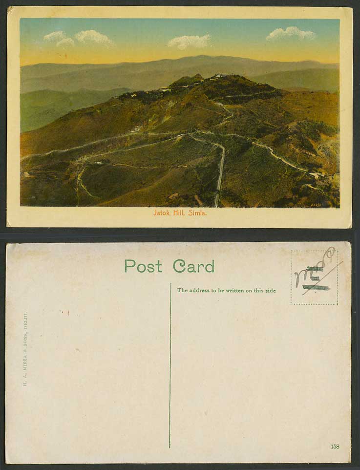 India Old Colour Postcard Jatok Hill Simla Shimla Hills Mountains H.A. Mirza 158