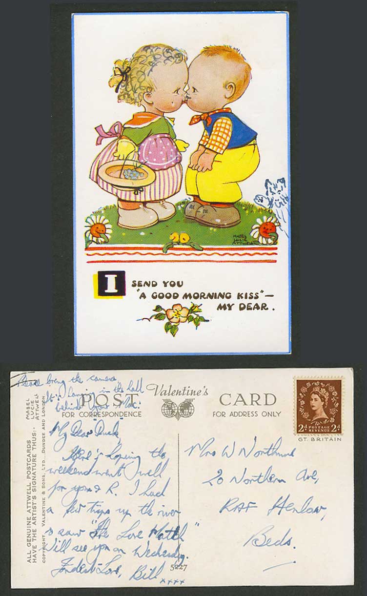 MABEL LUCIE ATTWELL QE 2d Old Postcard Send You A Good Morning Kiss My Dear 5227