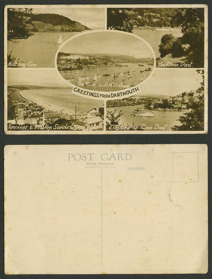 Dartmouth Old Postcard Mill Bay Cove RN College Torcross Slapton Sand River Dart