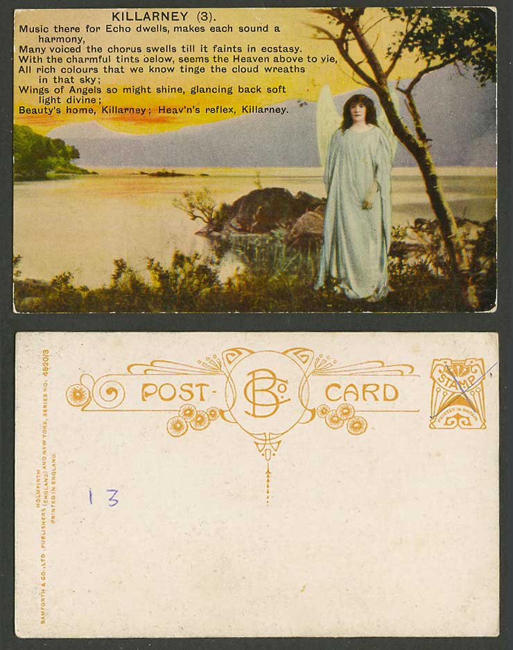 Ireland Kerry Killarney (3) Song Card, Angel Lake Panorama Bamforth Old Postcard