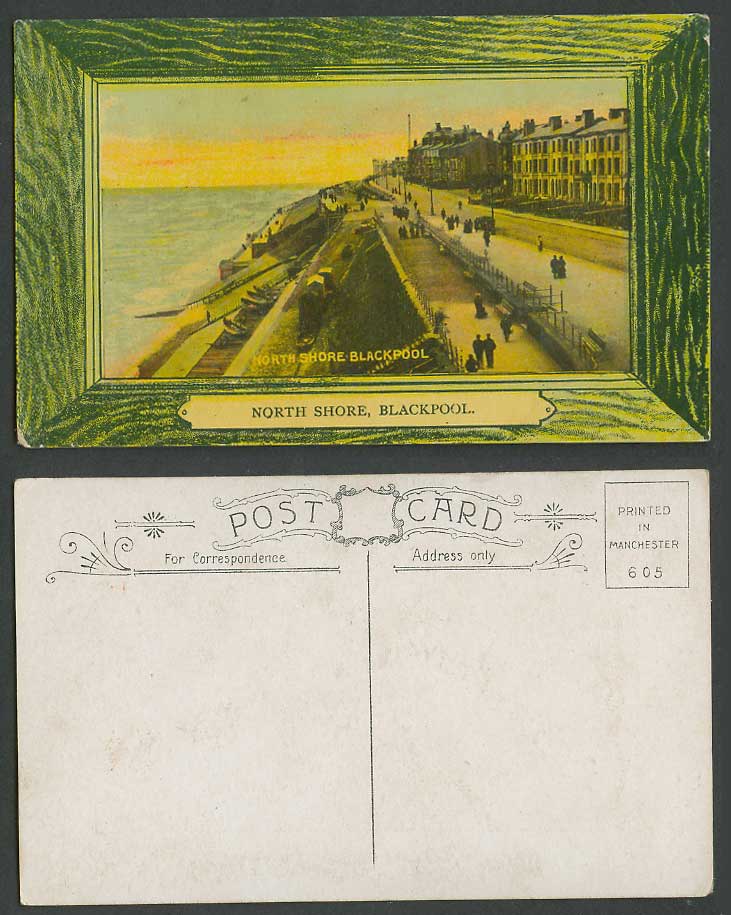 Blackpool Old Postcard North Shore Promenade Street Scene Seaside Panorama Boats