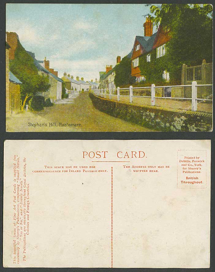 Haslemere, Stephen's Hill Street Scene, Surrey Old Colour Postcard Shurey's