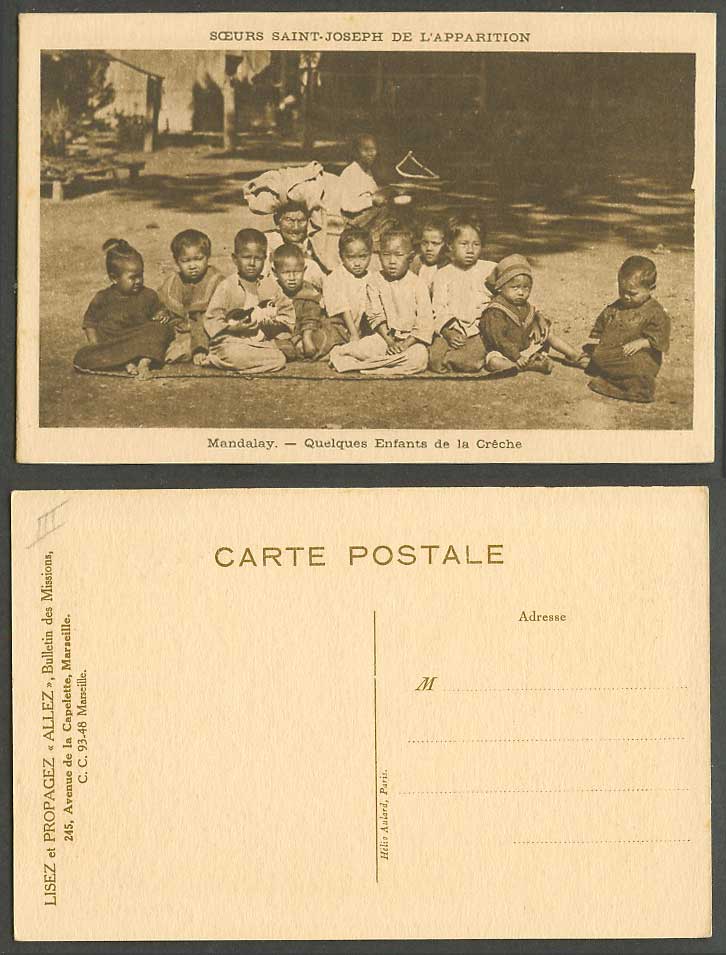 Burma Old Postcard Enfant Native Children of Manger Saint-Joseph de l'Apparition
