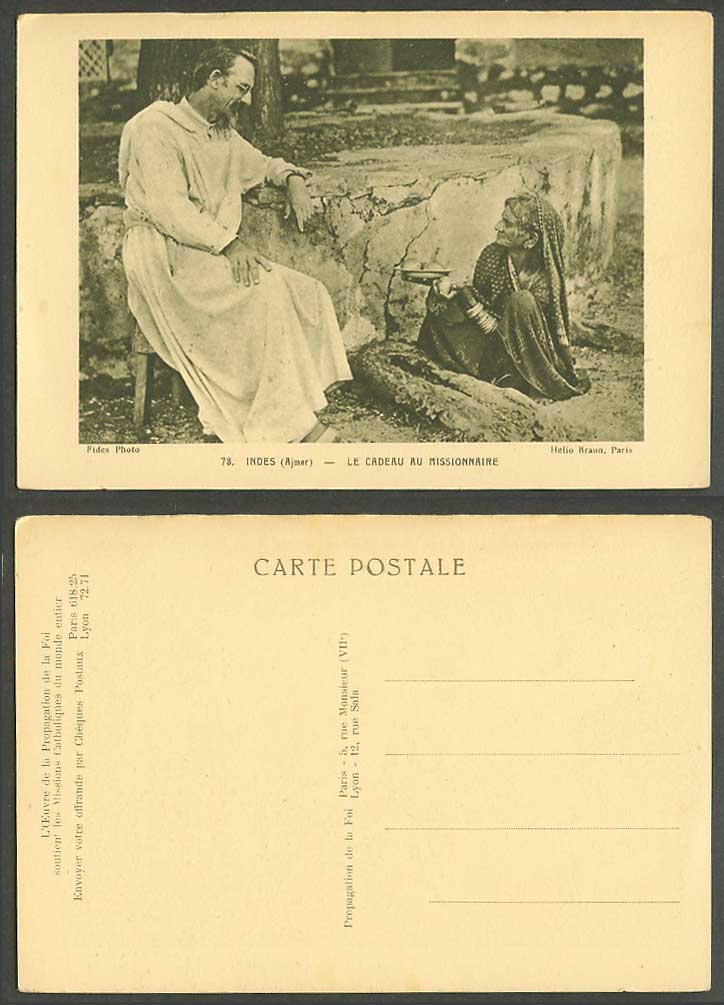India Old Postcard Ajmer Gift to the Missionary Native Hindu Woman Lady Costumes