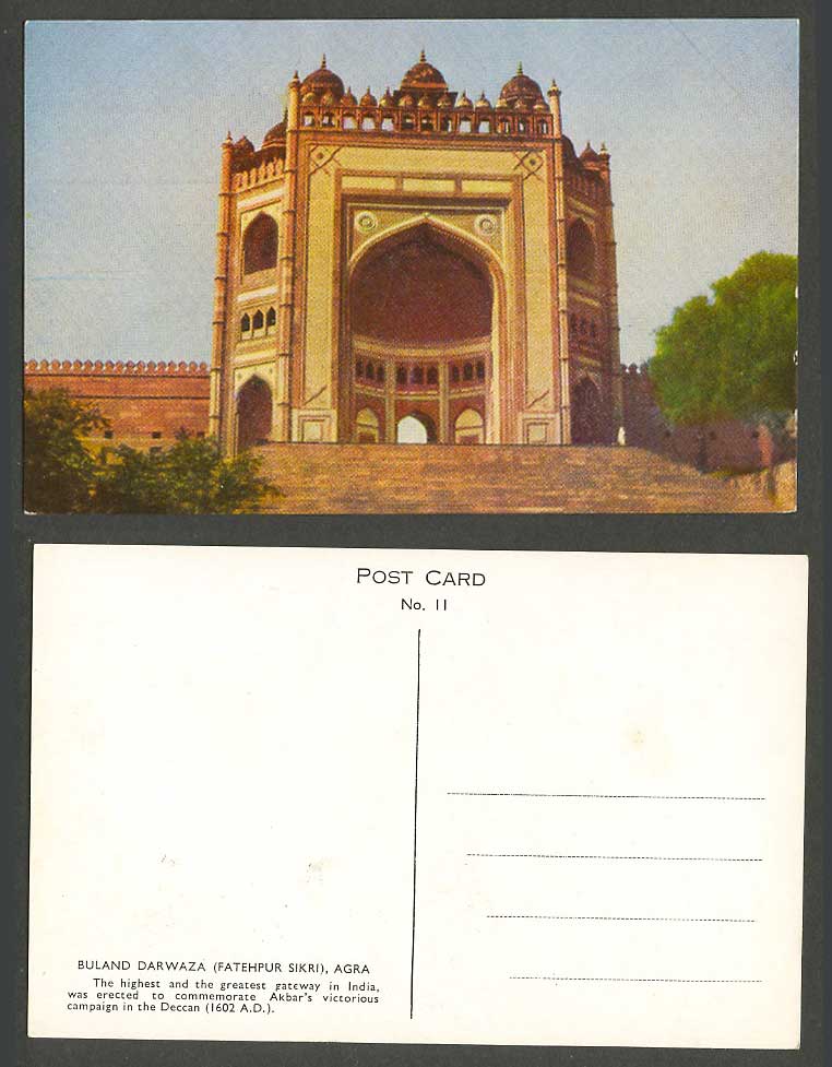 India Old Color Postcard Buland Darwaza Fatehpur Sikri Agra Highest Gate Gateway