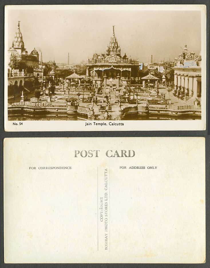 India Old Real Photo Postcard Jain Temple Calcutta Gardens Steps General View 54