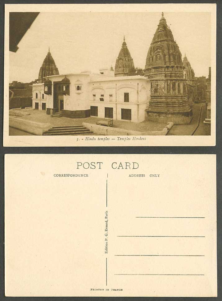 India Old Postcard Hindu Temple Temples Hindous Street Scene Steps Pagoda Towers