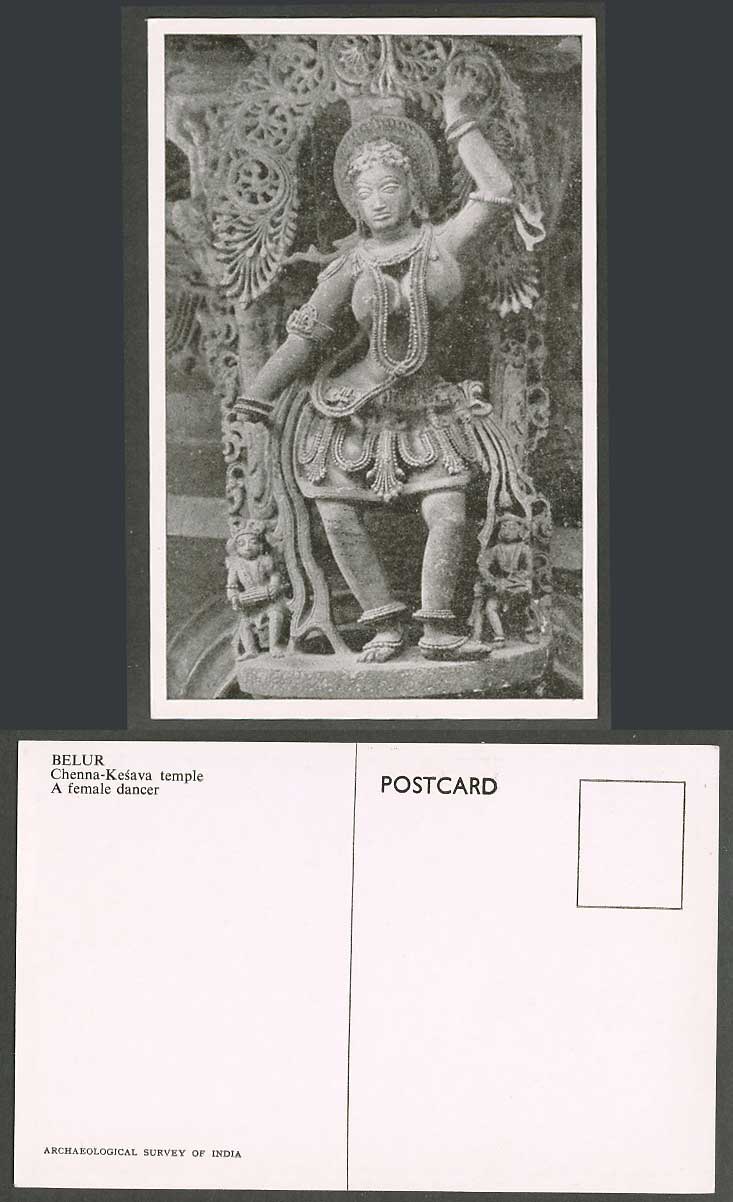 India Old Postcard Belur, Chenna Kesava Temple, A Female Dancer Dancing, Statue