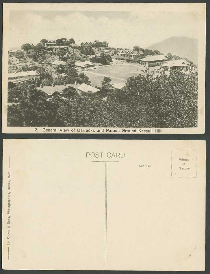 India Old Postcard General View Military Barracks and Parade Ground Kasauli Hill